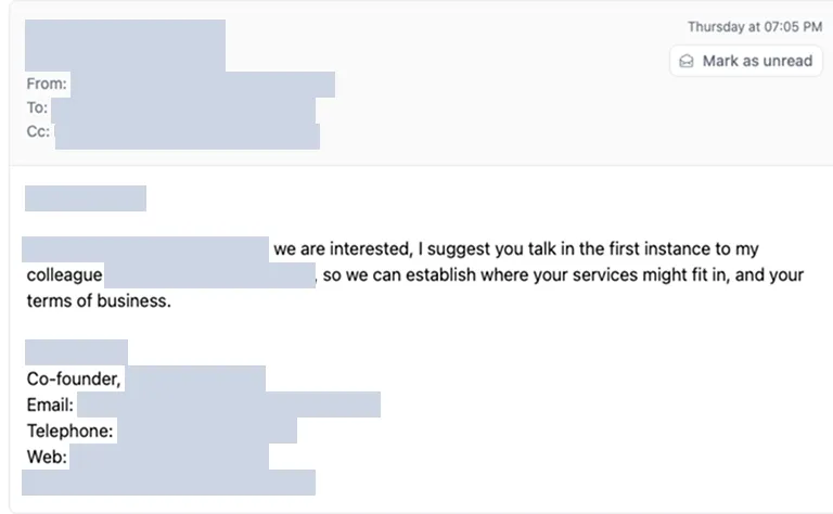 Positive reply 2 from prospect showing interest